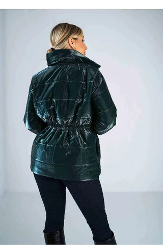 Figl high collar quilted hip-length jacket