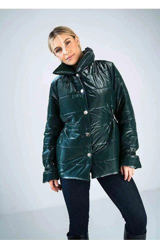 Figl high collar quilted hip-length jacket