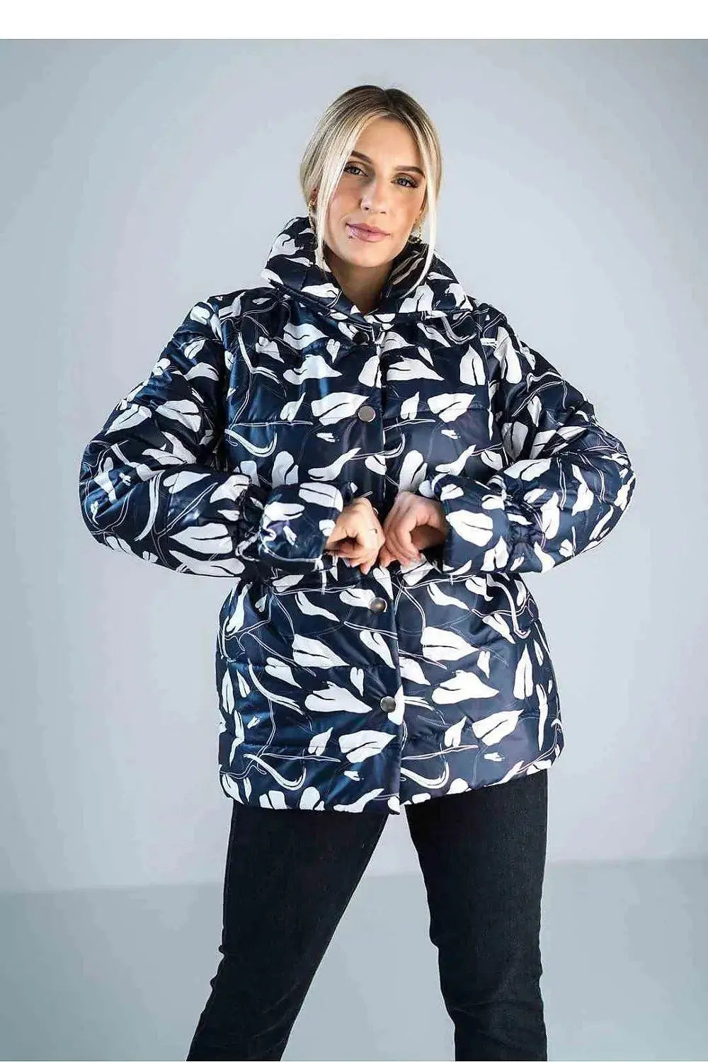 Figl high collar quilted hip-length jacket