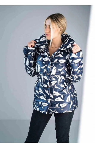 Figl high collar quilted hip-length jacket