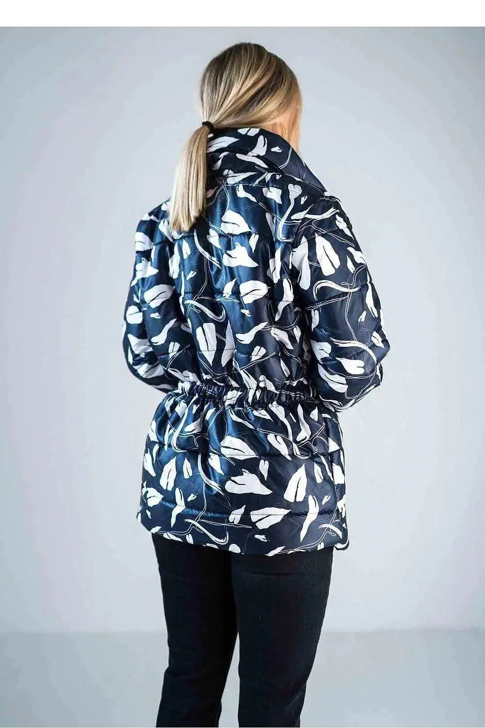 Figl high collar quilted hip-length jacket