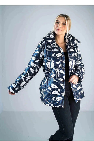 Figl high collar quilted hip-length jacket