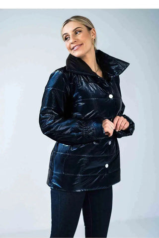 Figl high collar quilted hip-length jacket