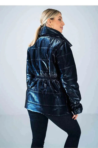 Figl high collar quilted hip-length jacket
