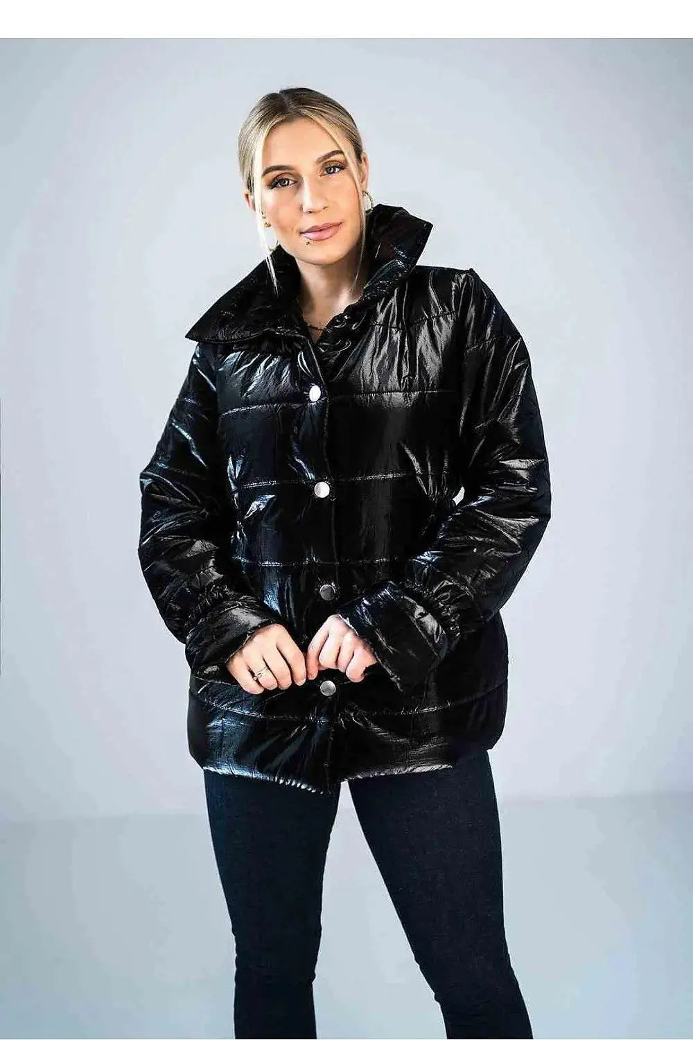Figl high collar quilted hip-length jacket