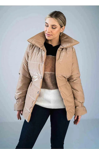 Figl high collar quilted hip-length jacket