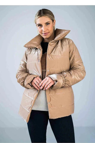 Figl high collar quilted hip-length jacket
