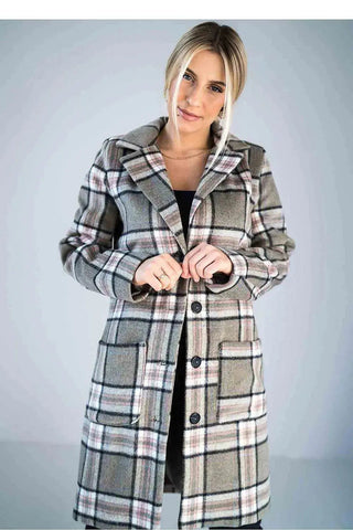 Figl simple knee-length checked coat