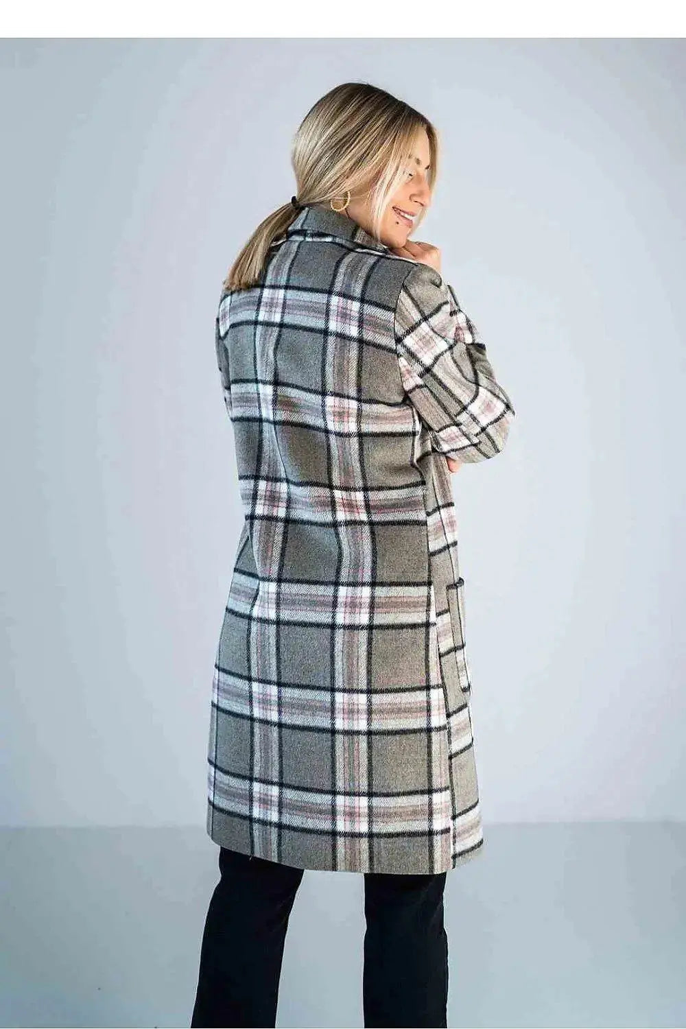 Figl simple knee-length checked coat