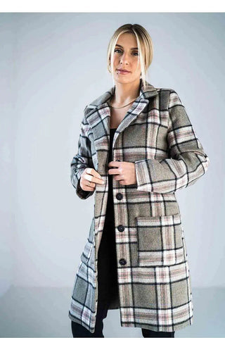 Figl simple knee-length checked coat