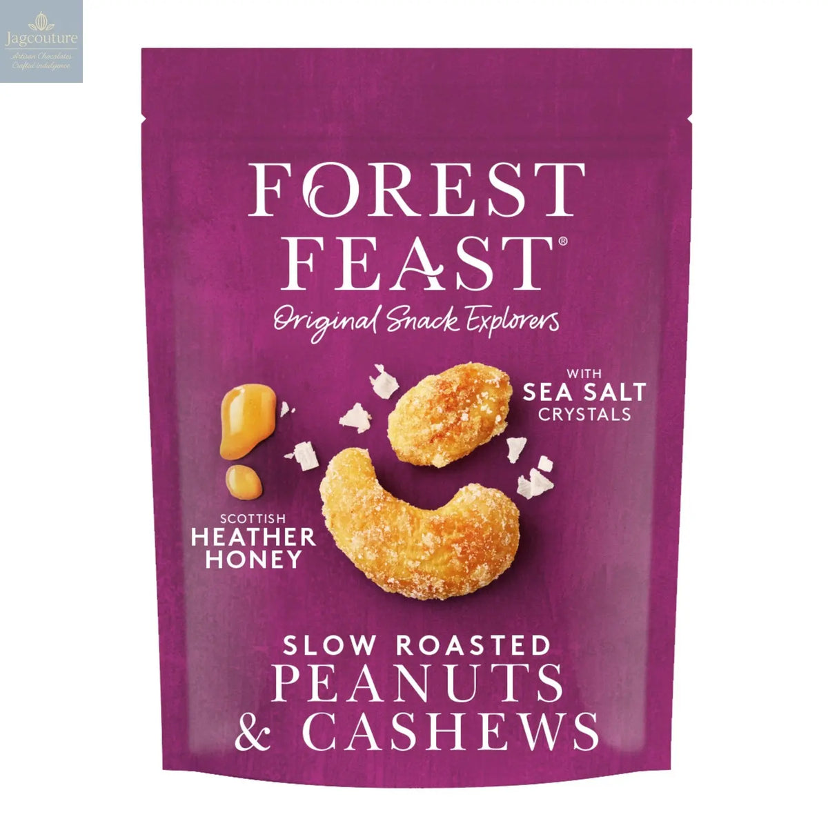 Forest Feast slow roasted peanuts & cashews with sea salt and honey in pouch Jag Couture Chocolates