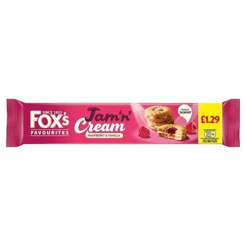 Fox's Favourites Jam 'n' Cream Raspberry & Vanilla 150g (Case of 12)