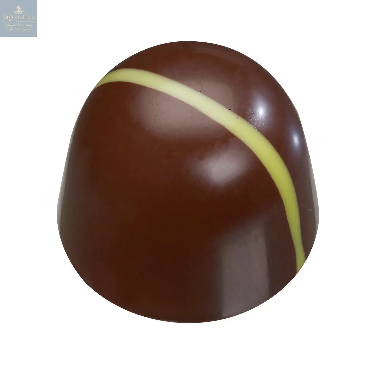 Gin Dome - gin, tonic and lime filling with yellow stripe décor 12.3g - Jag Couture Chocolates