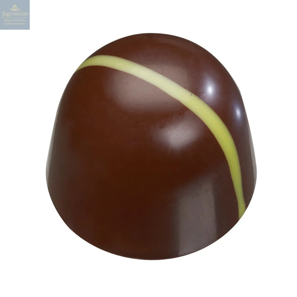 Gin Dome - gin, tonic and lime filling with yellow stripe décor 12.3g - Jag Couture Chocolates
