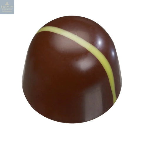 Gin Dome - gin, tonic and lime filling with yellow stripe décor 12.3g - Jag Couture Chocolates