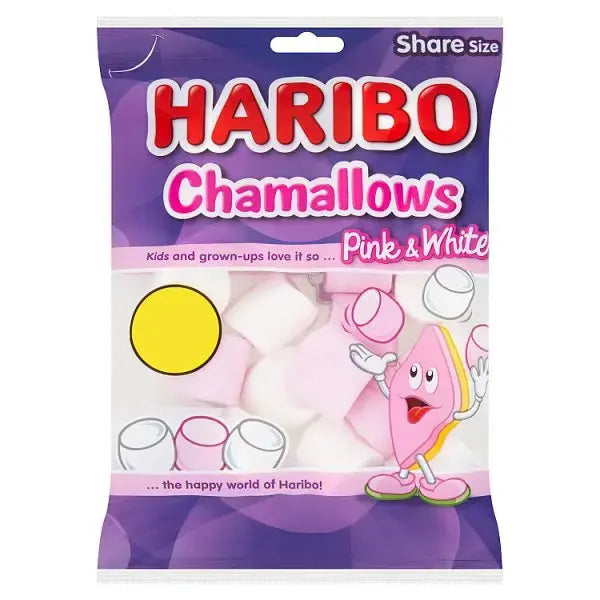 HARIBO Chamallows Marshmallows Pink & White Sharing Bag 140g (Case of 12)