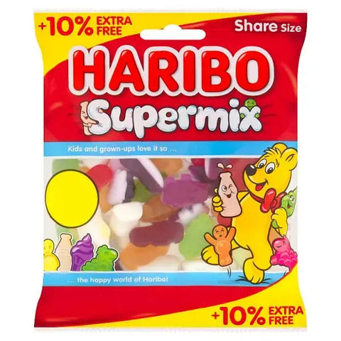 HARIBO Supermix Fruit & Milk Flavoured Jelly & Foam Sweets Sharing Bag 154g (Case of 12)