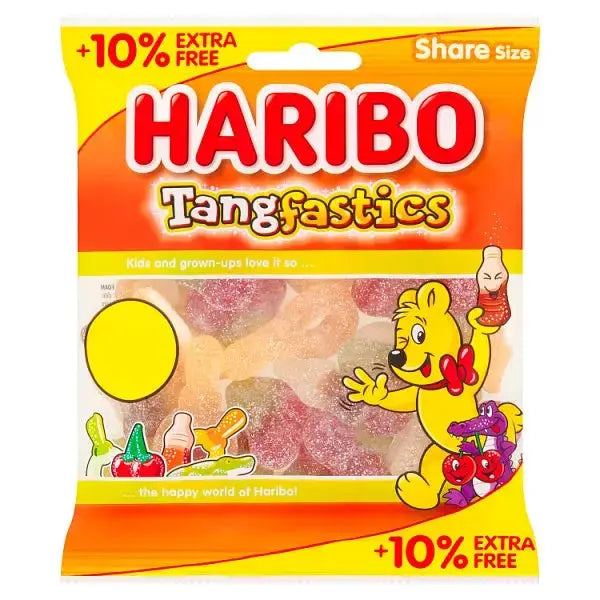 HARIBO Tangfastics Fruit & Cola Flavour Fizzy Jelly Sweets Sharing Bag 154g (Case of 12)