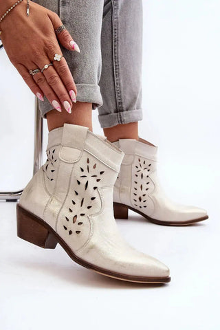Step in style Women's cowgirl-style boots are made of natural leather