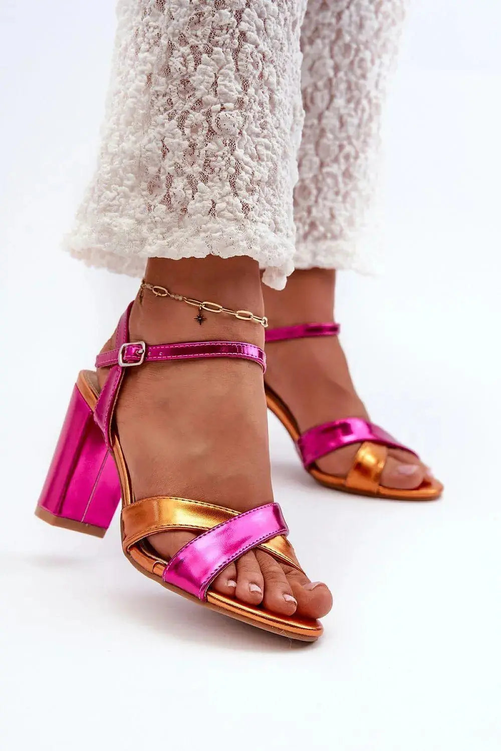 Women’s Eco Leather Stiletto Sandals – Intertwined Straps & Adjustable Buckle