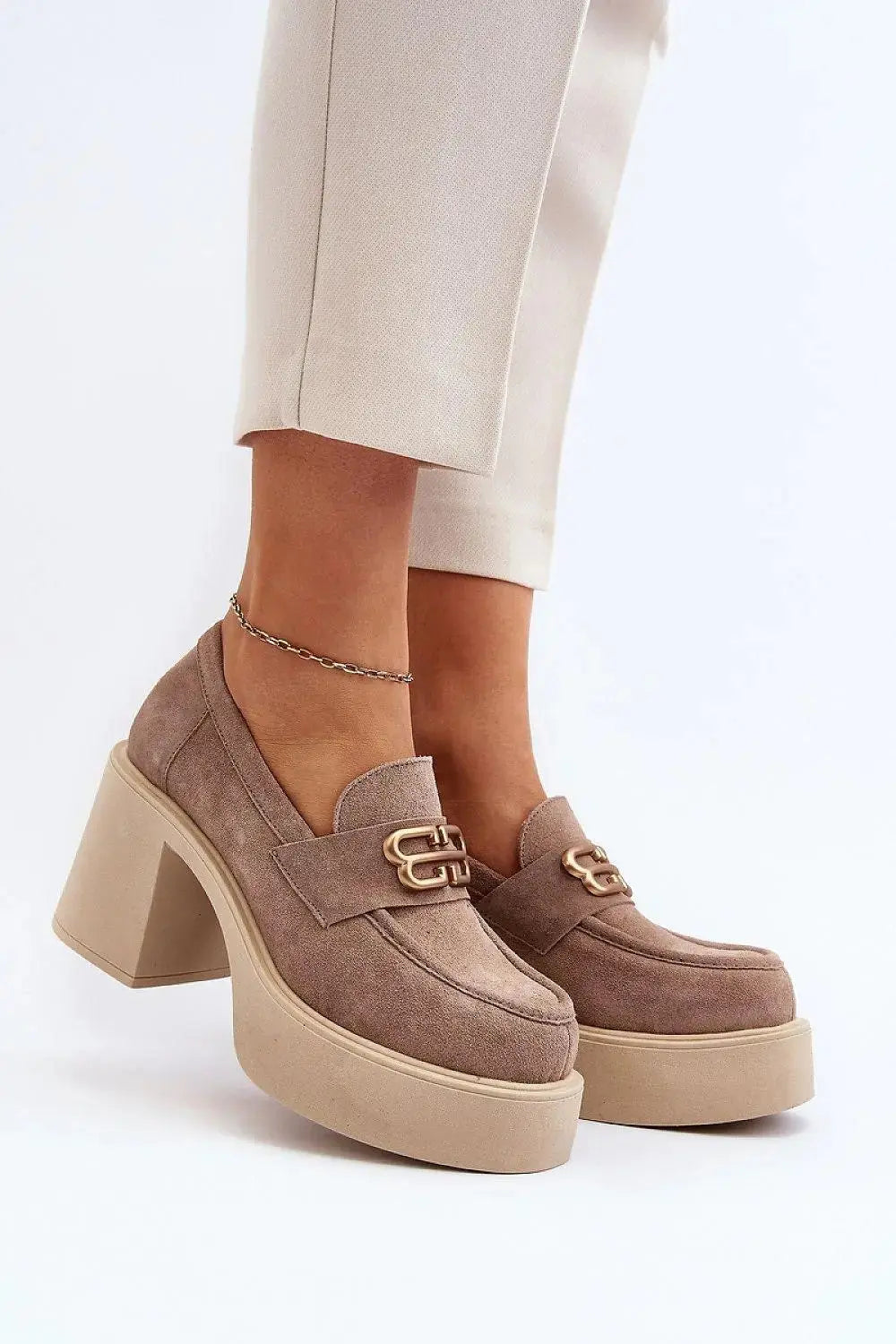 Step in style Women's heeled semi-boots with an upper made of eco-suede