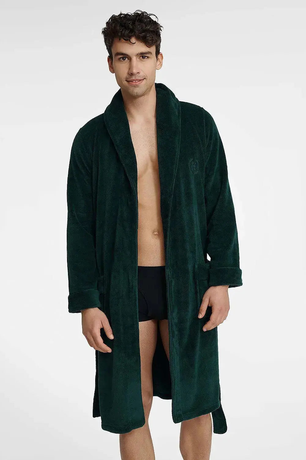 Henderson deep dark green men's bathrobe