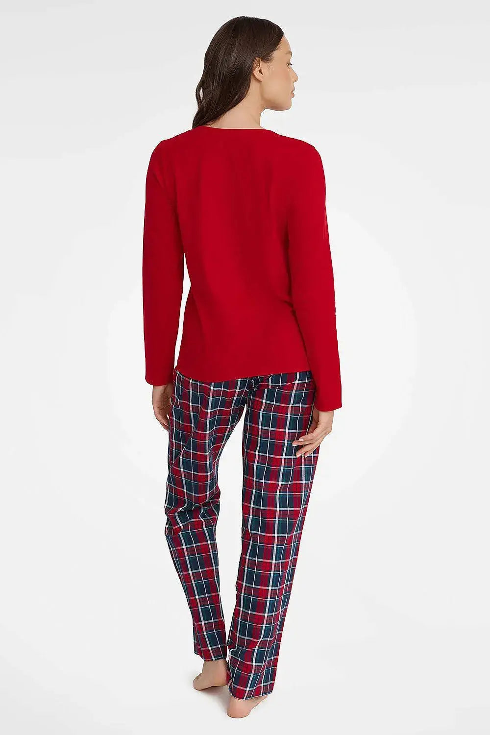 Henderson red color sleeved blouse and pants womens pajamas