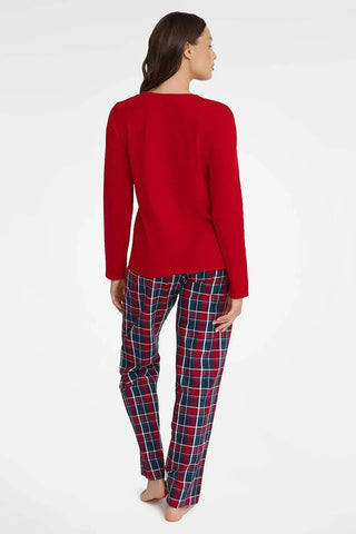 Henderson red color sleeved blouse and pants womens pajamas