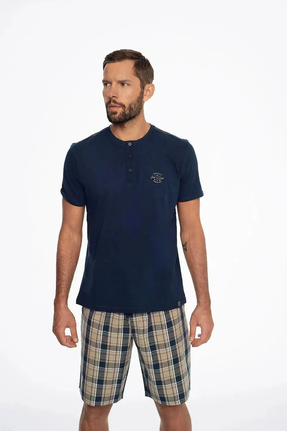 Henderson short-sleeved cotton shirt in solid color men's pajamas