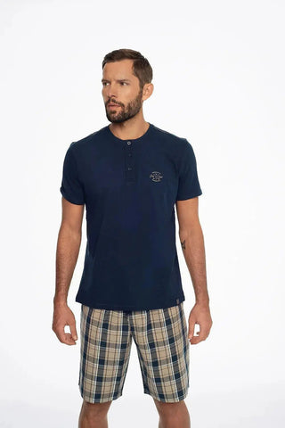 Henderson short-sleeved cotton shirt in solid color men's pajamas