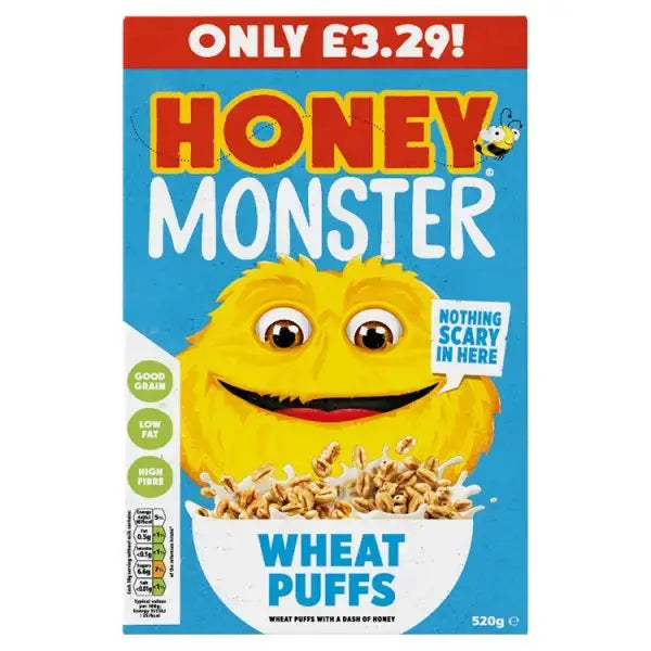 Honey Monster Wheat Puffs 520g (Case of 6)