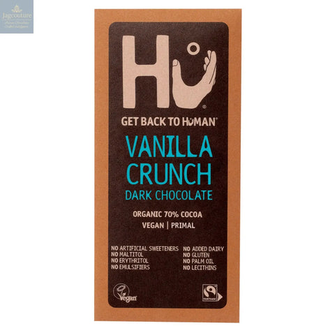 Hu Vanilla Crunch Dark 70% cocoa chocolate bar Jag Couture Chocolates