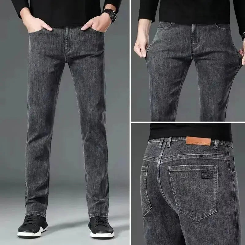 ICPANS Men's Classic Stretch Denim Jeans – Vintage Black, Regular Fit (Sizes 29-40)