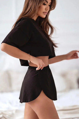 IVON t-shirt and cut-out shorts womens pajamas