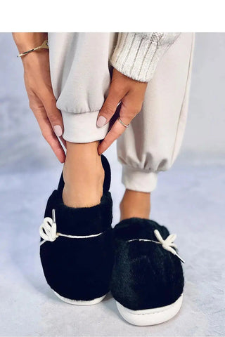 Inello Women's fur slippers with a bow