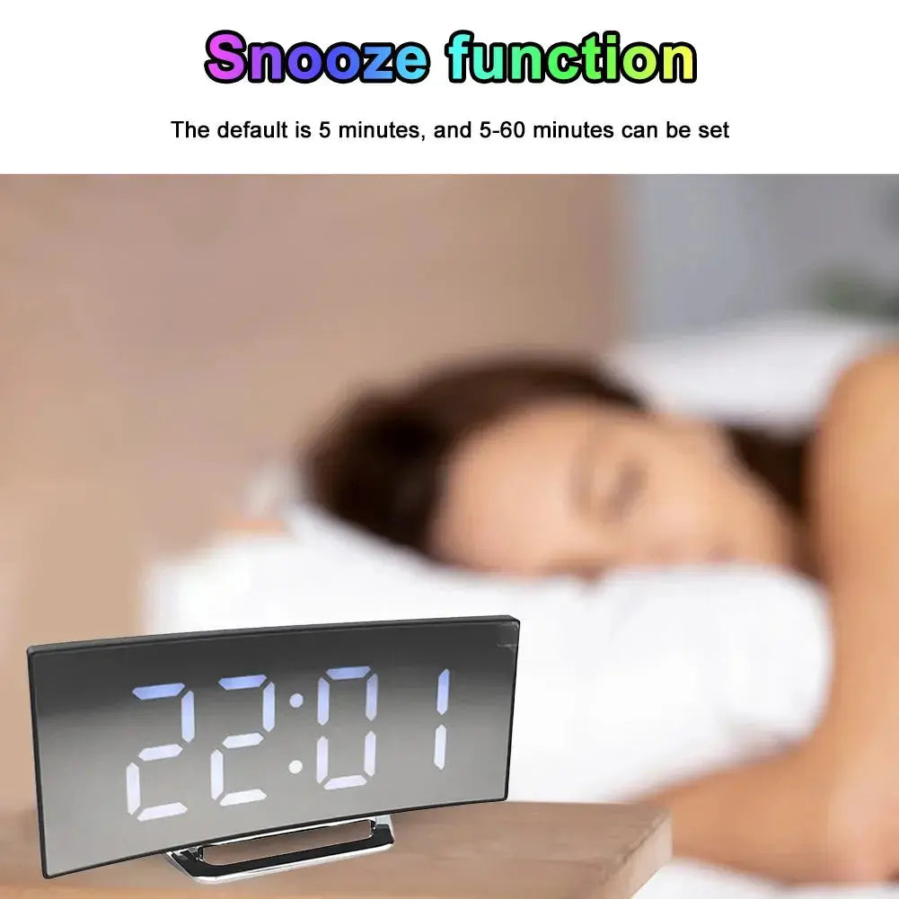 Intelligent Electric Alarm Clock USB Charging Rectangle Table Clock Multi-function 12/24 Hours Living Room Bedroom Dorm Clock