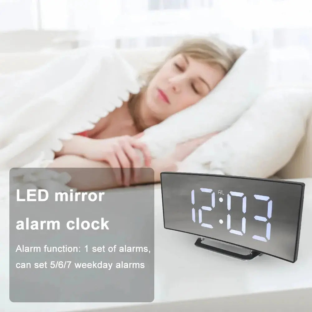 Intelligent Electric Alarm Clock USB Charging Rectangle Table Clock Multi-function 12/24 Hours Living Room Bedroom Dorm Clock