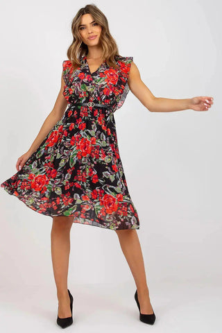 Italy Moda Pleated summer dress for many occasions, with short ruffle sleeves.