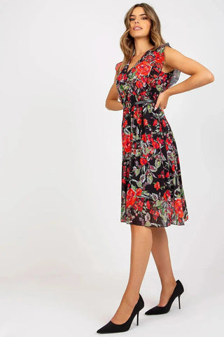 Italy Moda Pleated summer dress for many occasions, with short ruffle sleeves.