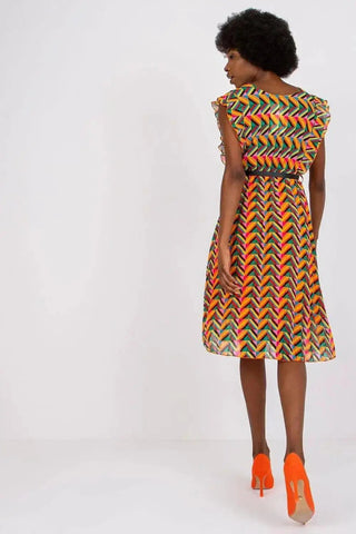 Italy Moda Pleated summer dress for many occasions, with short ruffle sleeves.