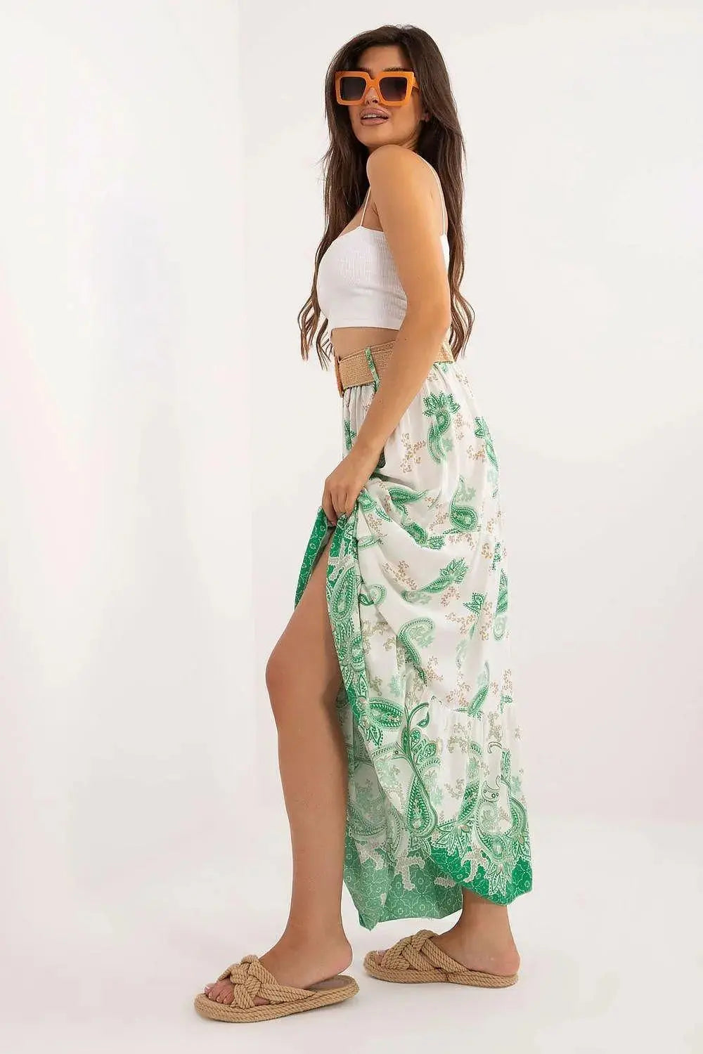 Italy Moda casual viscose long maxi skirt
