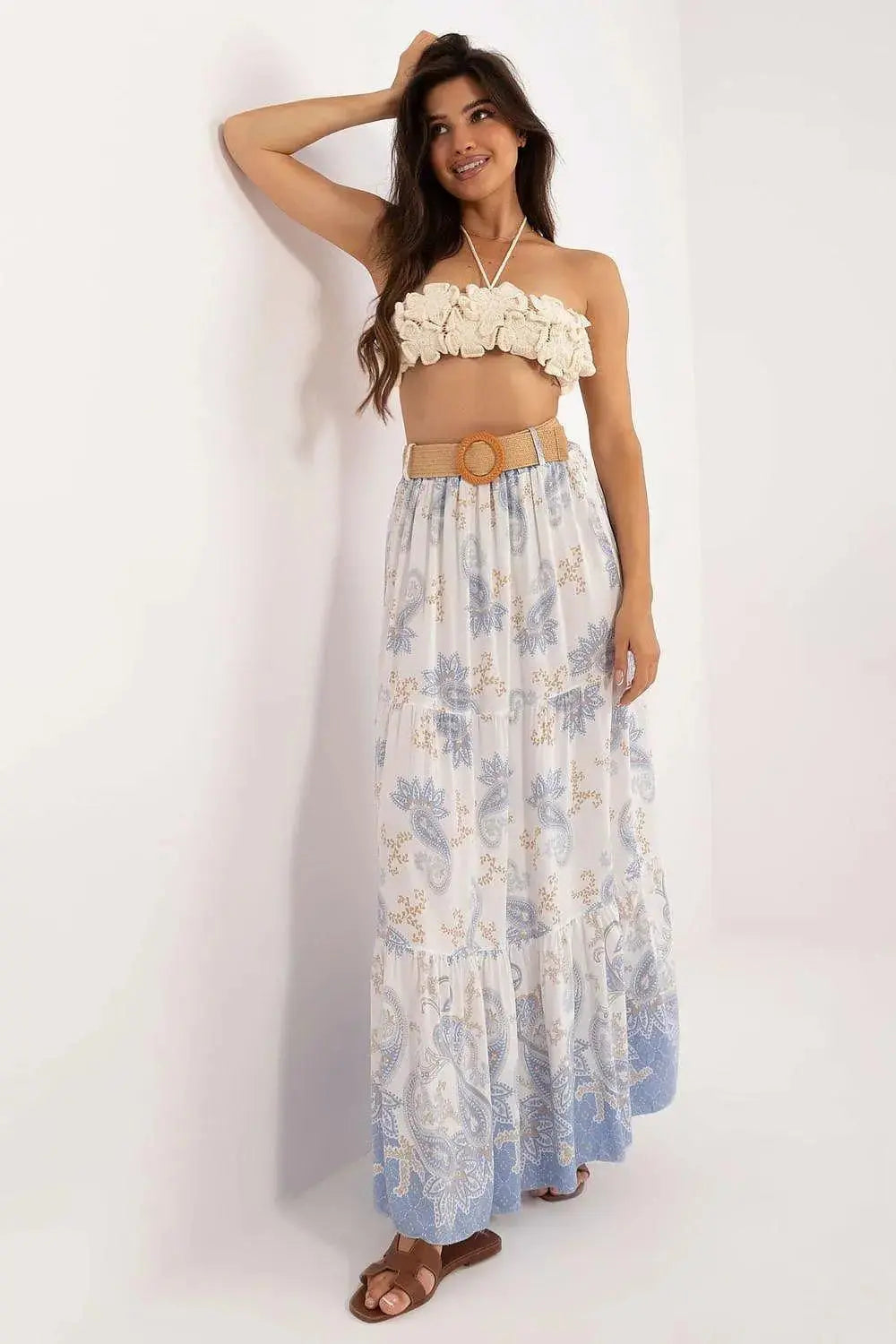 Italy Moda casual viscose long maxi skirt