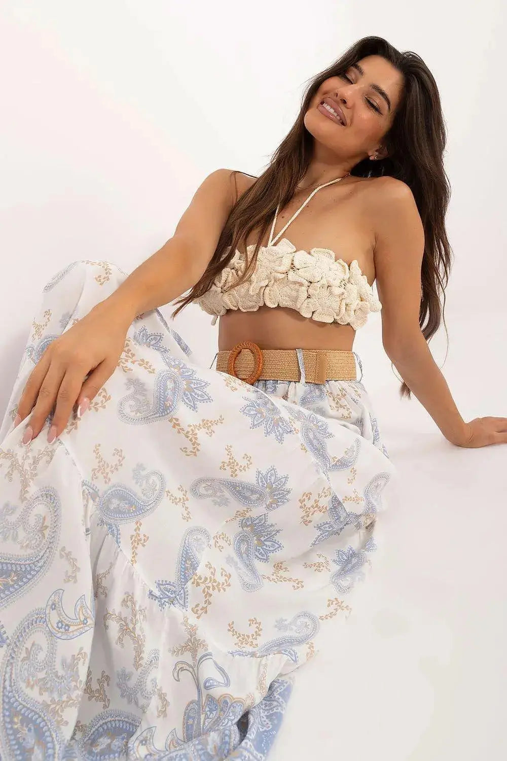 Italy Moda casual viscose long maxi skirt