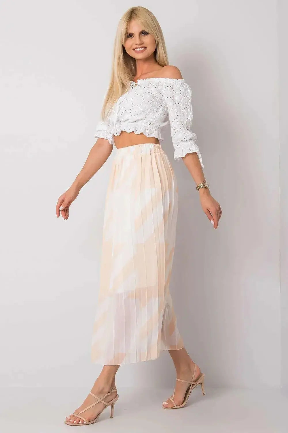 Italy Moda elastic waistband pleated skirt