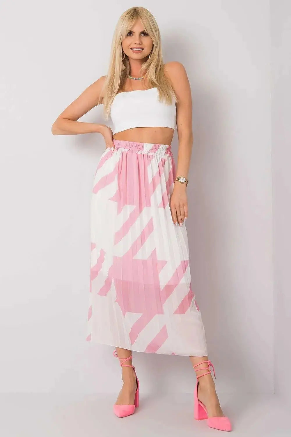 Italy Moda elastic waistband pleated skirt