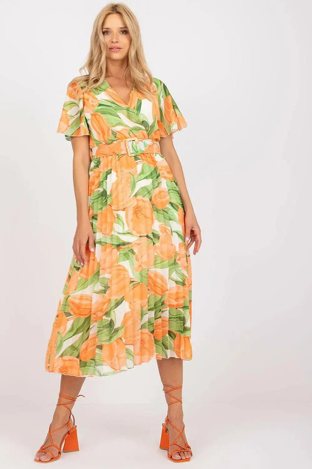 Italy Moda summer daydress with short sleeves in the form of frills