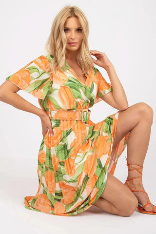 Italy Moda summer daydress with short sleeves in the form of frills