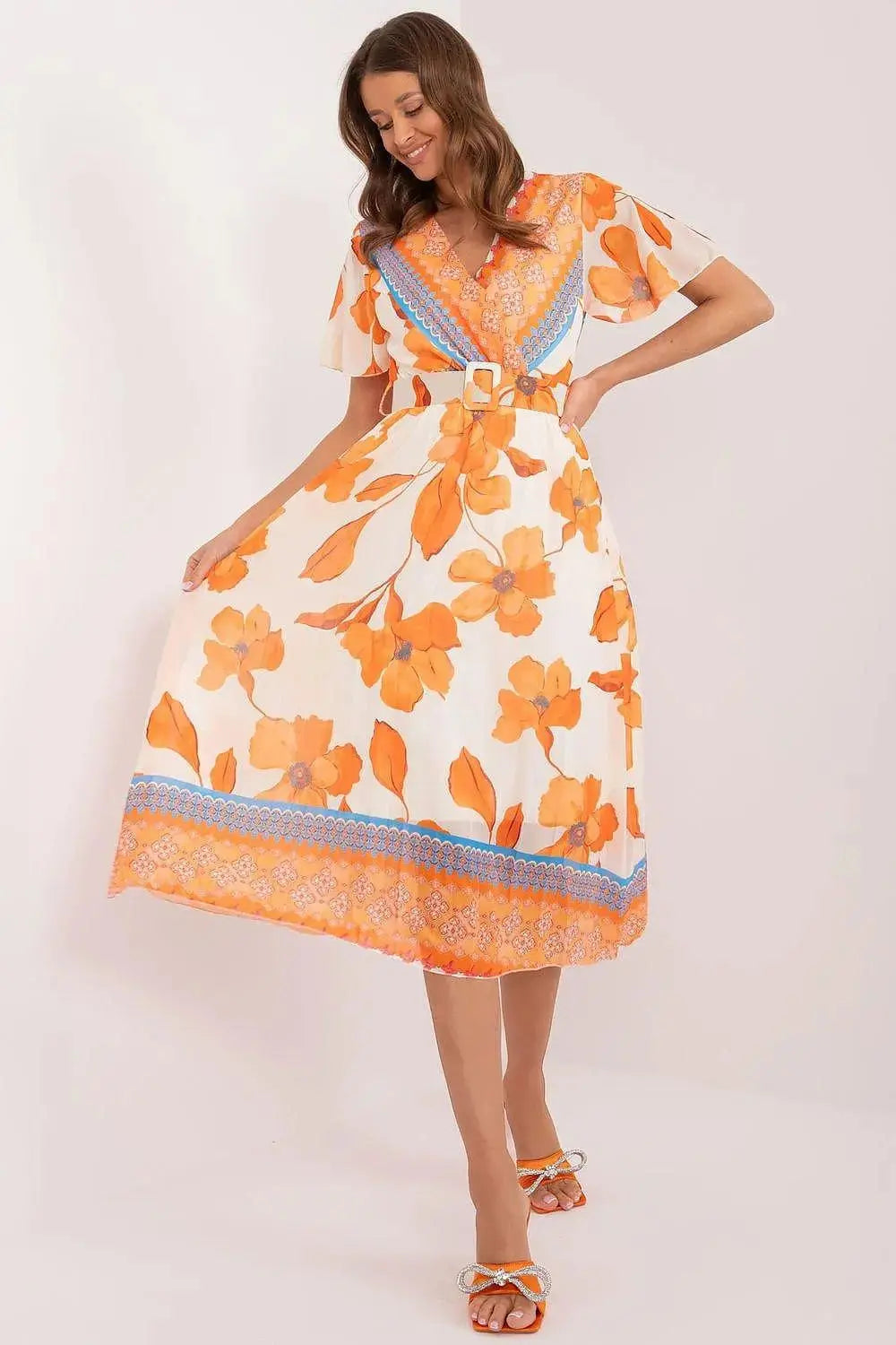 Italy Moda summer daydress with short sleeves in the form of frills