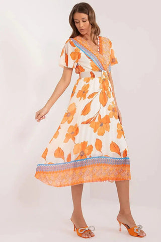 Italy Moda summer daydress with short sleeves in the form of frills