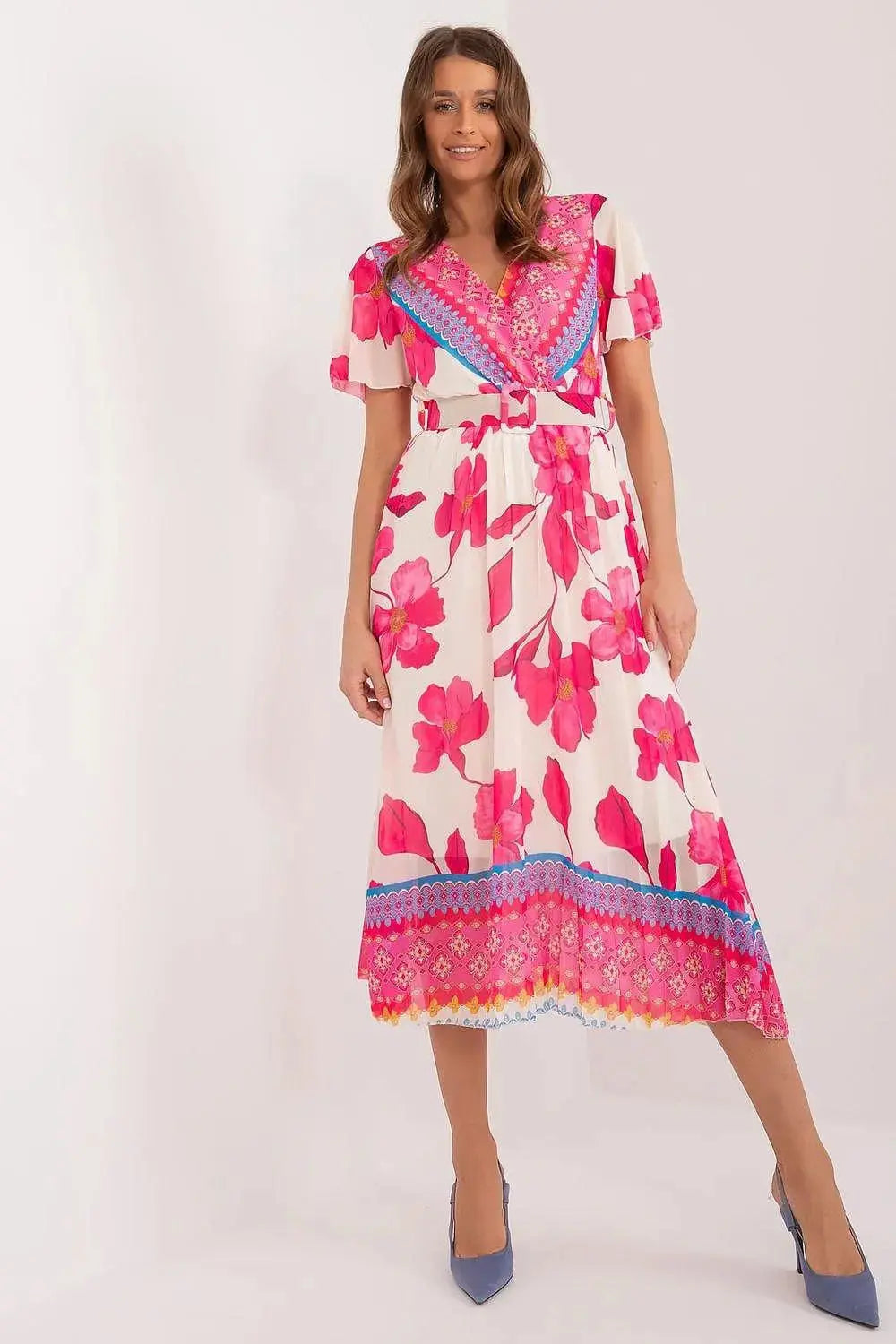 Italy Moda summer daydress with short sleeves in the form of frills